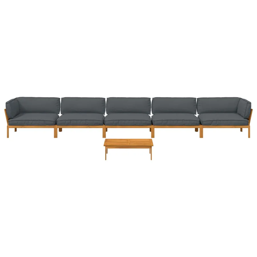 Ensemble de Canapés Uni 6 pcs Anthracite Bois d'Acacia Massif - 8