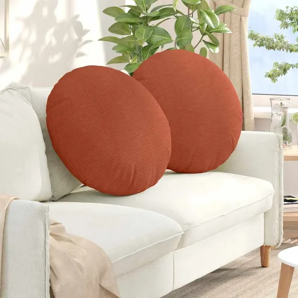Coussins de siège 2 pcs Rouge orange Ø60 x 21 cm