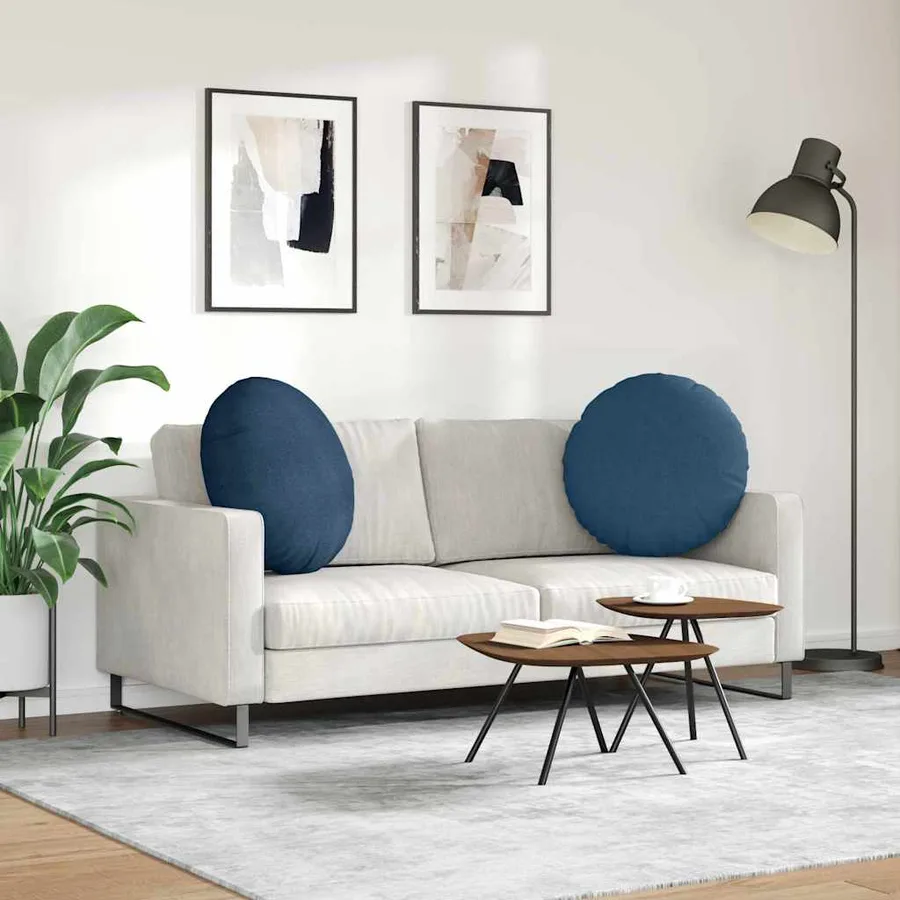 Coussins de siège 2 pcs Bleu Ø80 x 29 cm tissu - 4