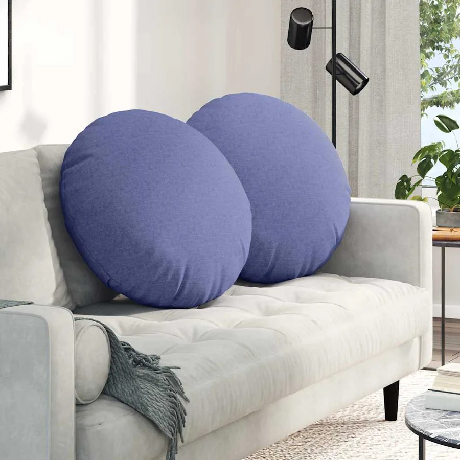 Coussins de siège 2 pcs Bleu denim Ø80 x 29 cm tissu