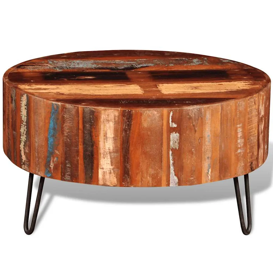 Table basse ronde Bois massif de récupération - 6