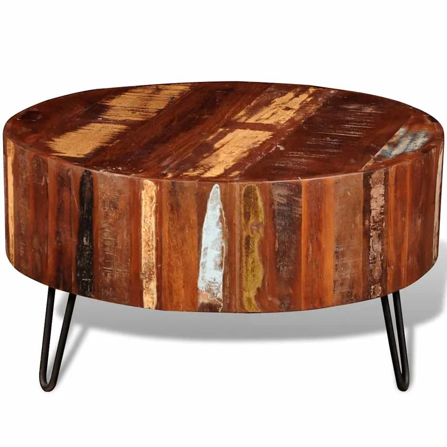 Table basse ronde Bois massif de récupération - 7