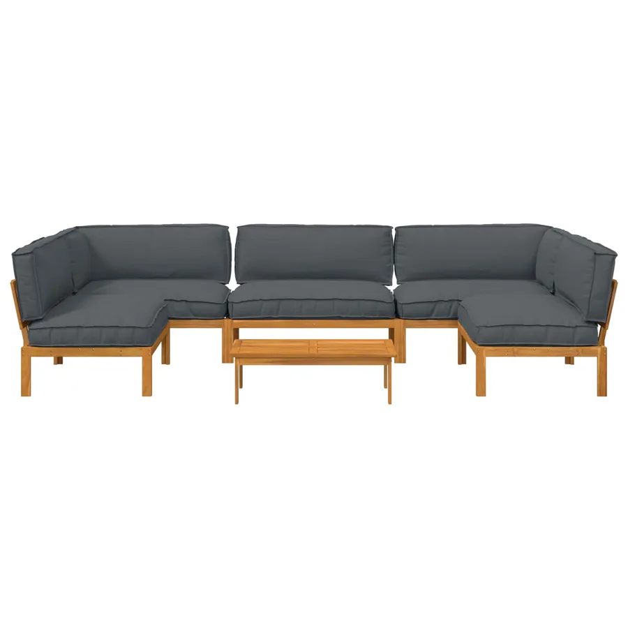 Ensemble de Canapés Uni 6 pcs Anthracite Bois d'Acacia Massif - 8