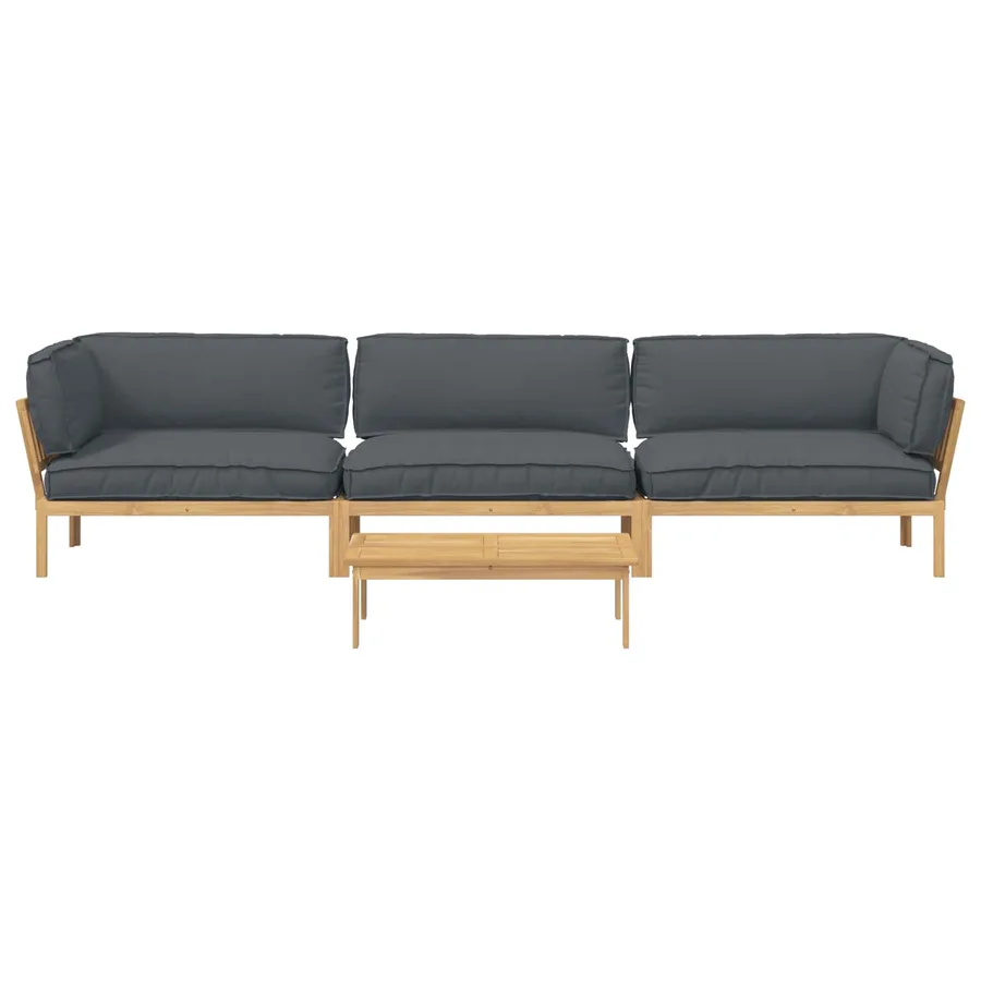 Ensemble de Canapés Uni 4 pcs Anthracite Bois d'Acacia Massif - 10