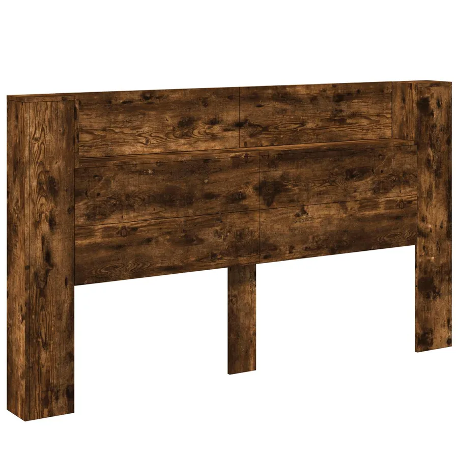 Tête de lit de rangement avec LED Chêne fumé Bois d'ingénierie - 2