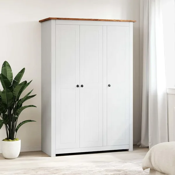 Garde-robe 3 portes Blanc 118x50x171,5cm Pin Assortiment Panama