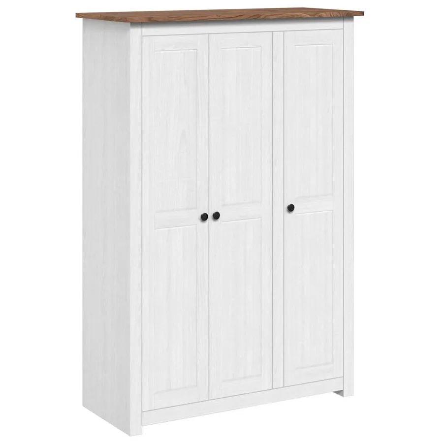 Garde-robe 3 portes Blanc 118x50x171,5cm Pin Assortiment Panama - 2