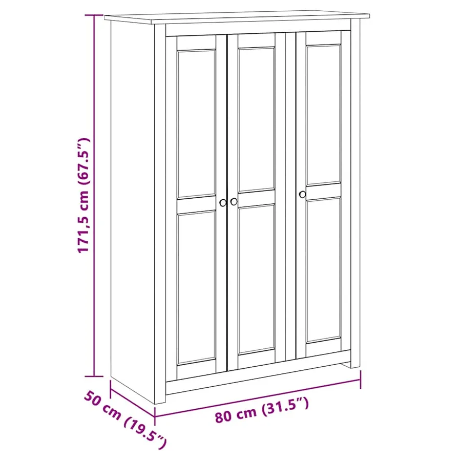 Garde-robe 3 portes Blanc 118x50x171,5cm Pin Assortiment Panama - 9