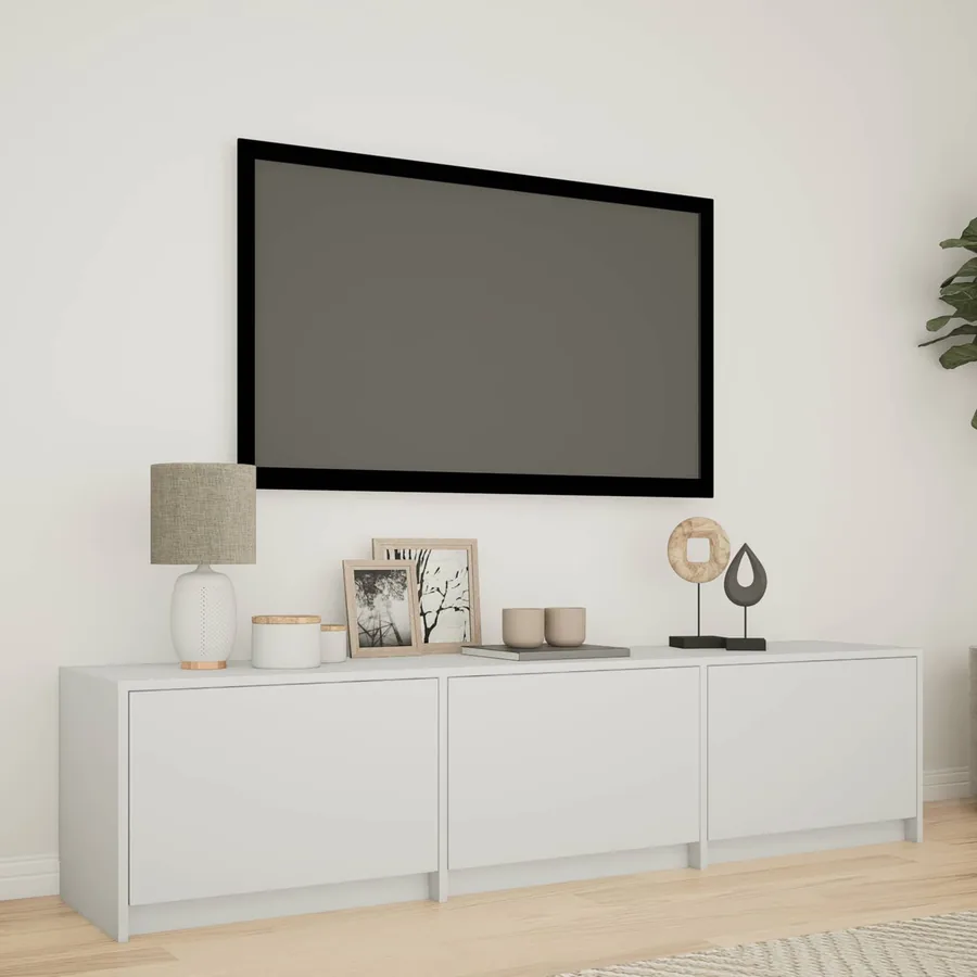 Meuble TV avec LED 165 x 34 x 40 cm Blanc Bois d’ingénierie