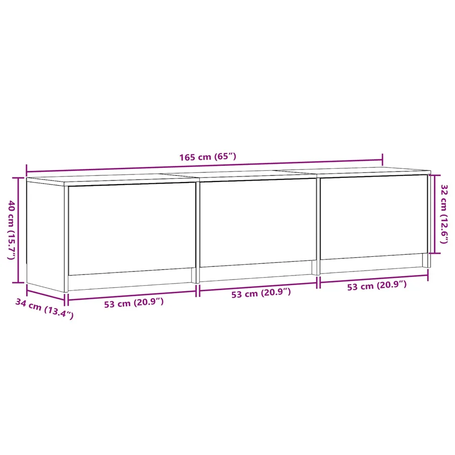 Meuble TV avec LED 165 x 34 x 40 cm Blanc Bois d’ingénierie - 12