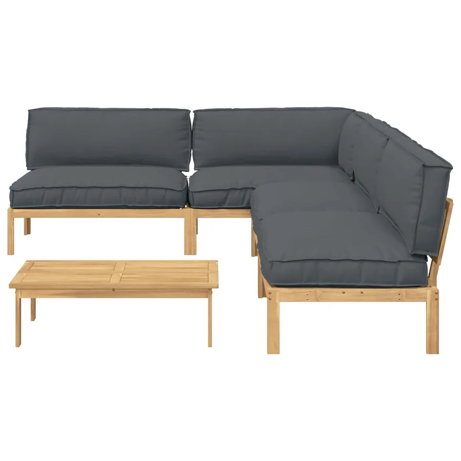 Ensemble de Canapés Uni 5 pcs Anthracite Bois d'Acacia Massif - 10