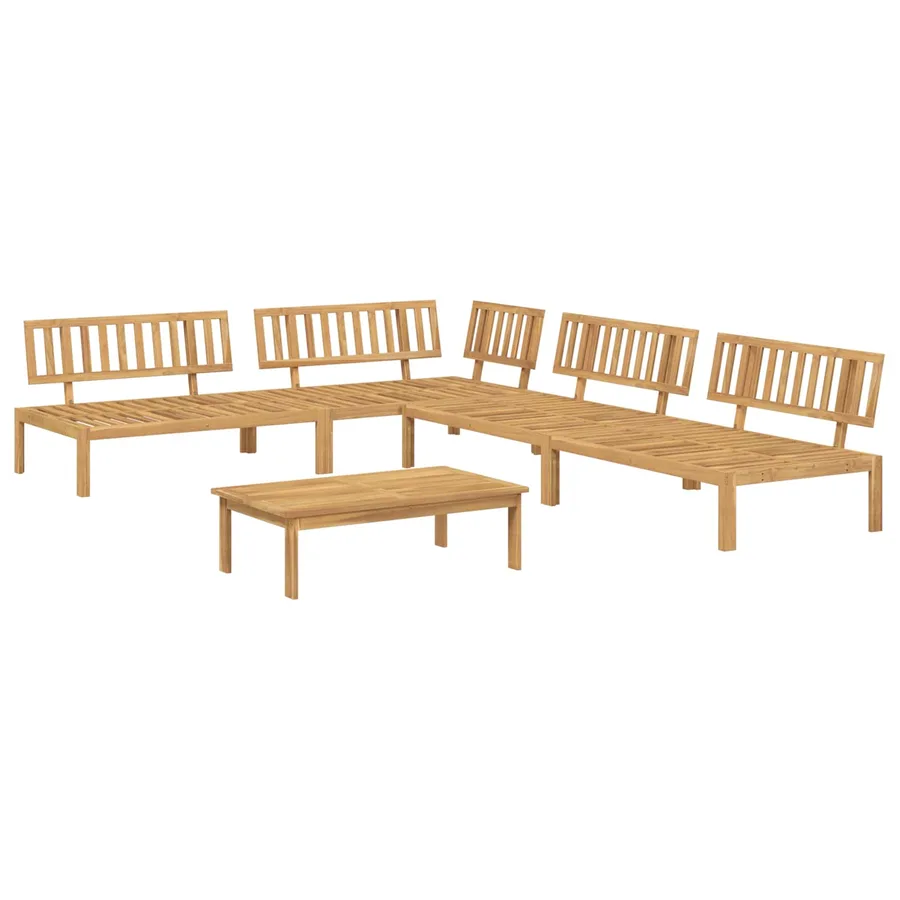 Ensemble de Canapés Uni 5 pcs Anthracite Bois d'Acacia Massif - 3