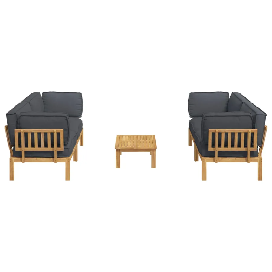 Ensemble de Canapés Uni 5 pcs Anthracite Bois d'Acacia Massif - 10