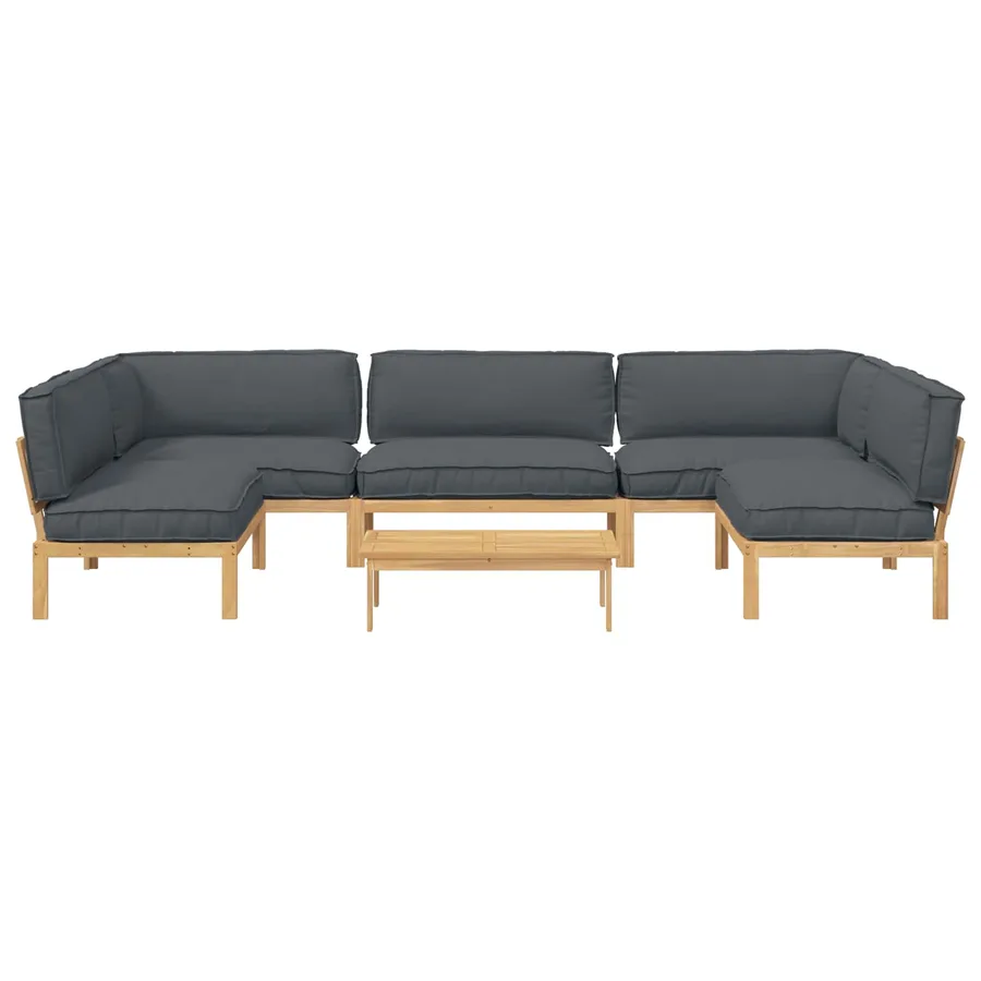 Ensemble de Canapés Uni 6 pcs Anthracite Bois d'Acacia Massif - 10