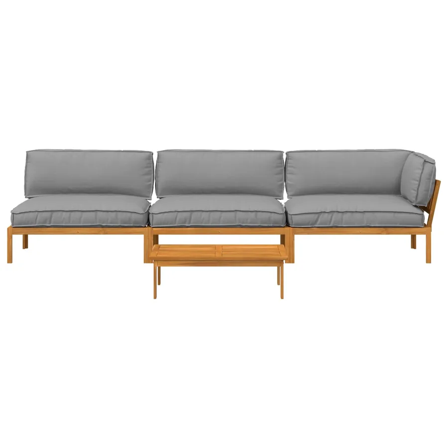Ensemble de Canapés Uni 4 pcs Gris Bois d'Acacia Massif - 8