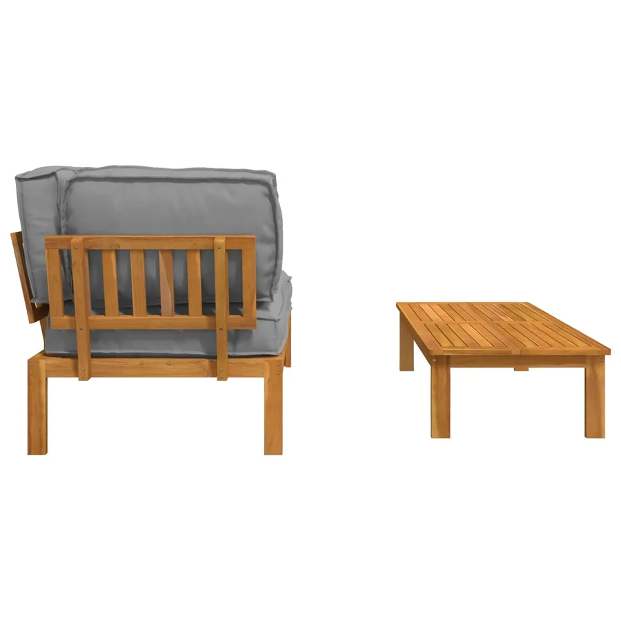 Ensemble de Canapés Uni 2 pcs Gris Bois d'Acacia Massif - 10