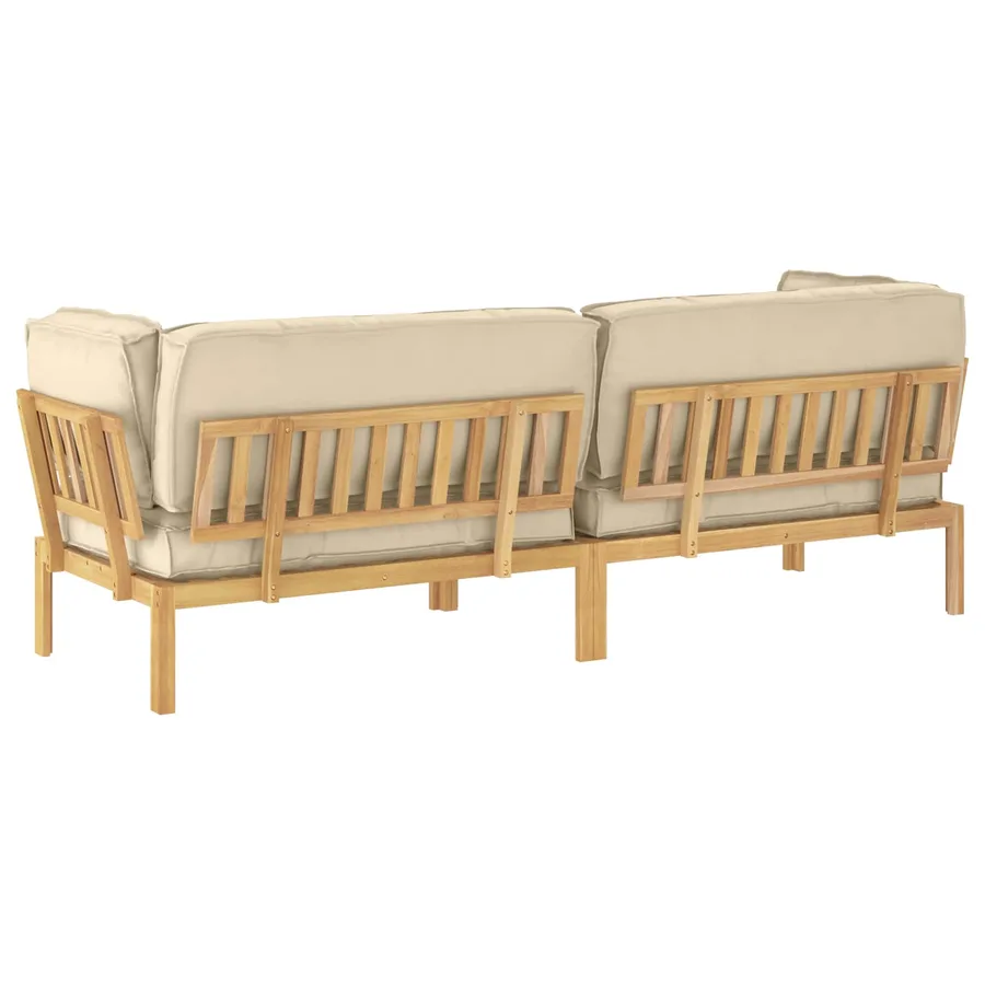 Ensemble de Canapés Uni 2 pcs Beige Bois d'Acacia Massif - 8