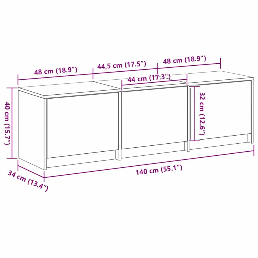 Meuble TV avec LED 140 x 34 x 40 cm Chêne artisan - 14