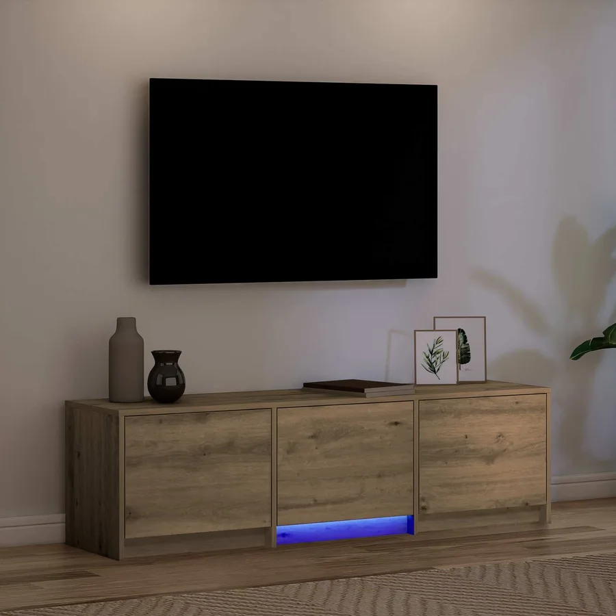 Meuble TV avec LED 140 x 34 x 40 cm Chêne artisan - 5