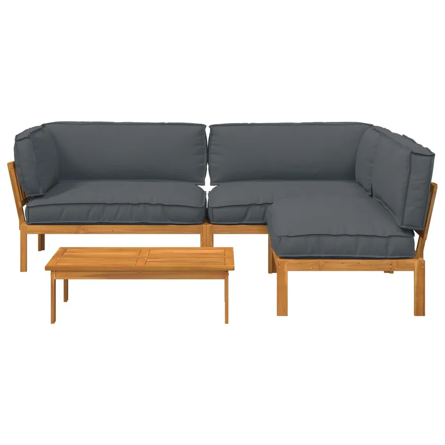 Ensemble de Canapés Uni 4 pcs Anthracite Bois d'Acacia Massif - 10