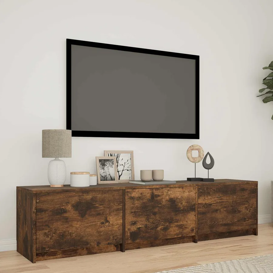 Meuble TV avec LED 165 x 34 x 40 cm Chêne Fumé