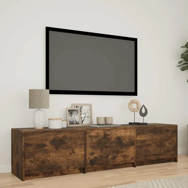 Meuble TV avec LED 165 x 34 x 40 cm Chêne Fumé