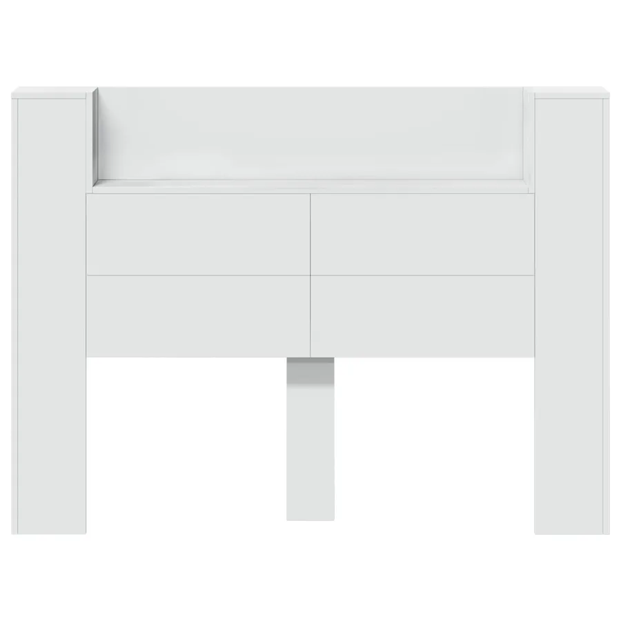 Tête de lit de rangement avec LED Blanc Bois d'ingénierie - 5