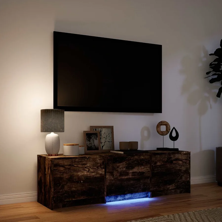 Meuble TV avec LED 140 x 34 x 40 cm Chêne Fumé - 4