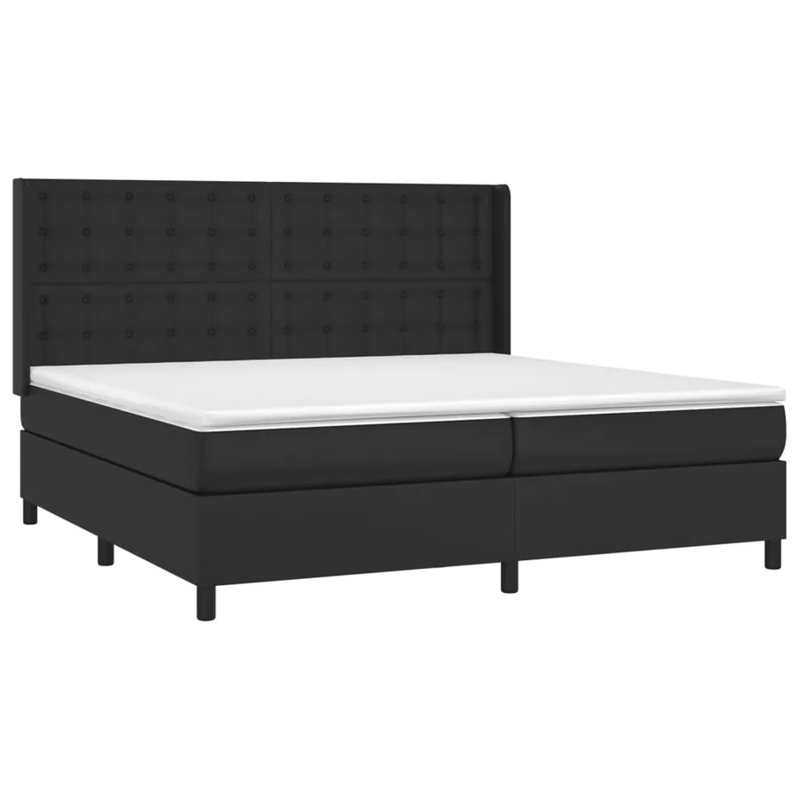 Sommier à lattes de lit matelas LED Noir 200x200cm Similicuir - 4