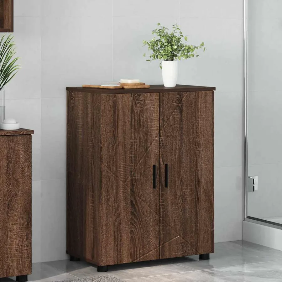 Cabinet de salle de bain avec porte Chêne brun 60 x 35 x 80 cm