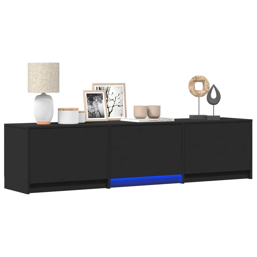 Meuble TV avec LED 165 x 34 x 40 cm Noir Bois d’ingénierie - 3