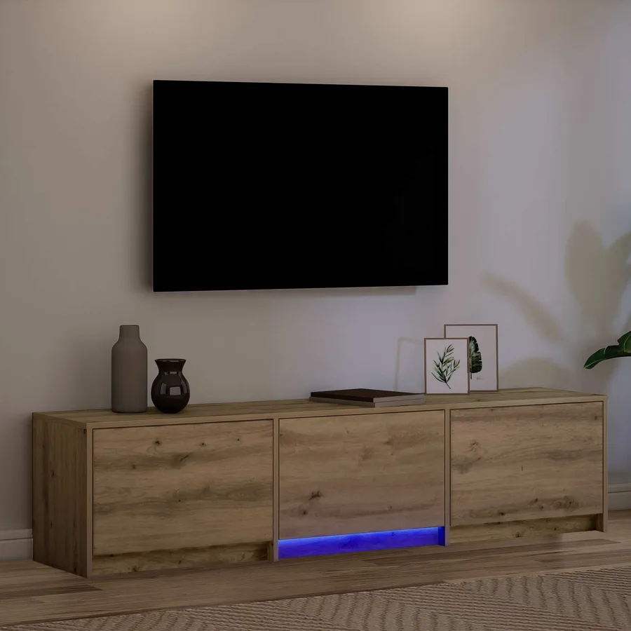 Meuble TV avec LED 165 x 34 x 40 cm Chêne artisan - 5