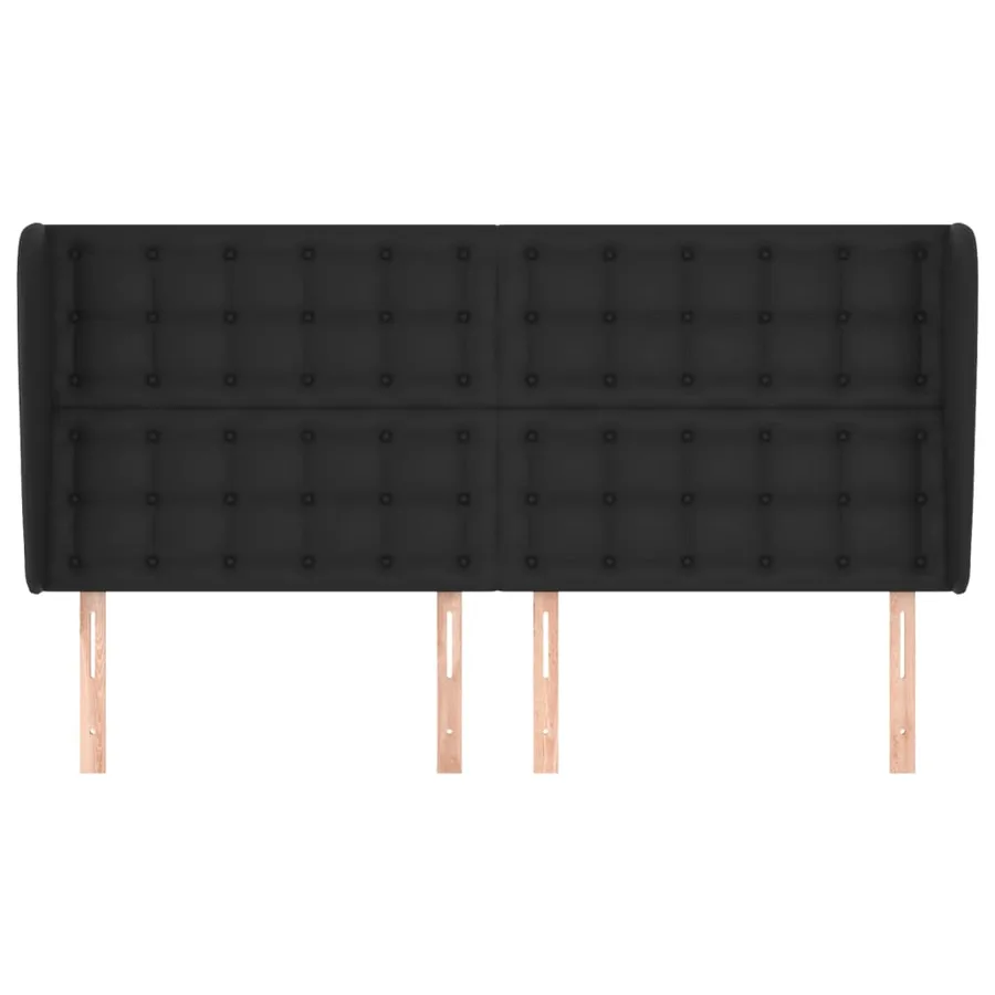 Tête de lit avec oreilles Noir 203x23x118/128 cm Similicuir - 3