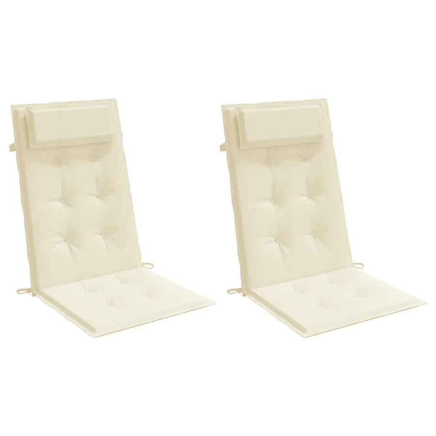 Coussins de chaise à dossier haut lot de 2 crème tissu oxford - 3