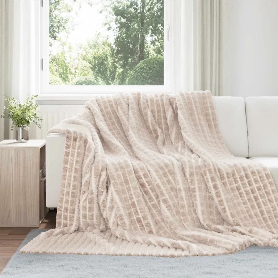 Couvertures à jeter 6 pcs Beige 270 x 240 cm Toison