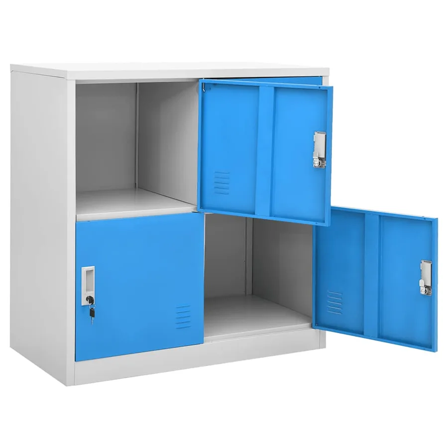 Armoire à casiers Gris clair et bleu 90x45x92,5 cm Acier - 5