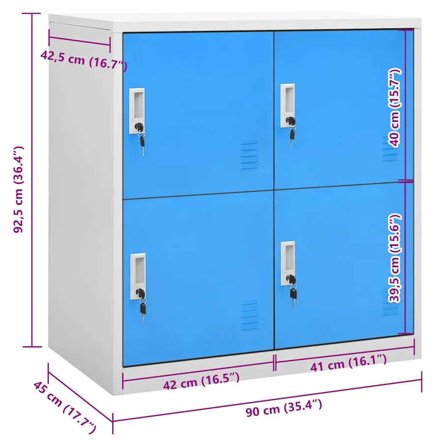 Armoire à casiers Gris clair et bleu 90x45x92,5 cm Acier - 7