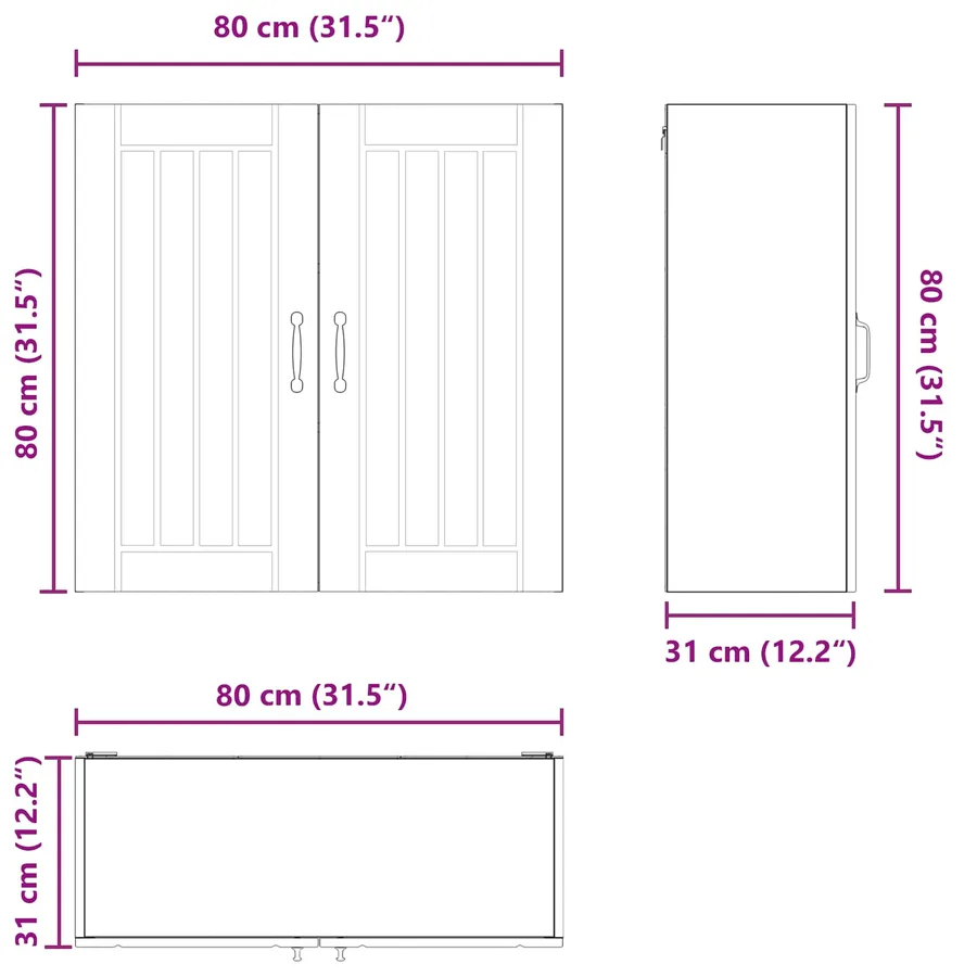Meuble mural LUCCA Blanc 80 x 31 x 80 cm Bois d'ingénierie - 12