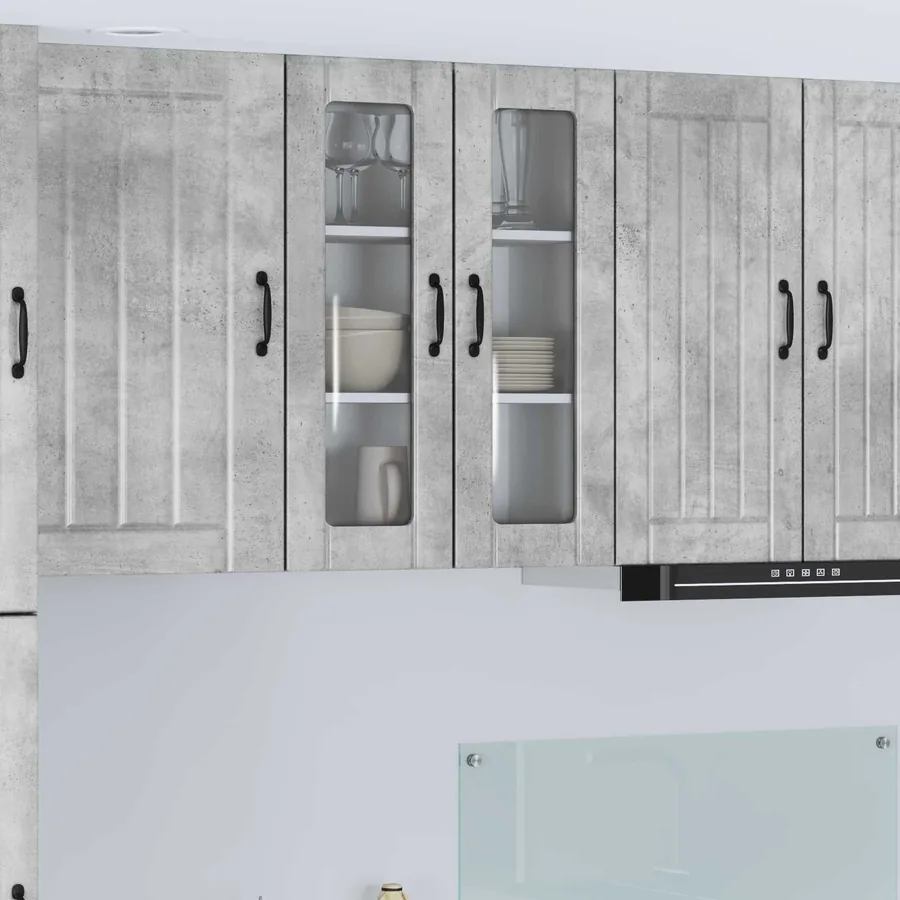 Cabinet en verre mural LUCCA Gris béton 60 x 31 x 80 cm