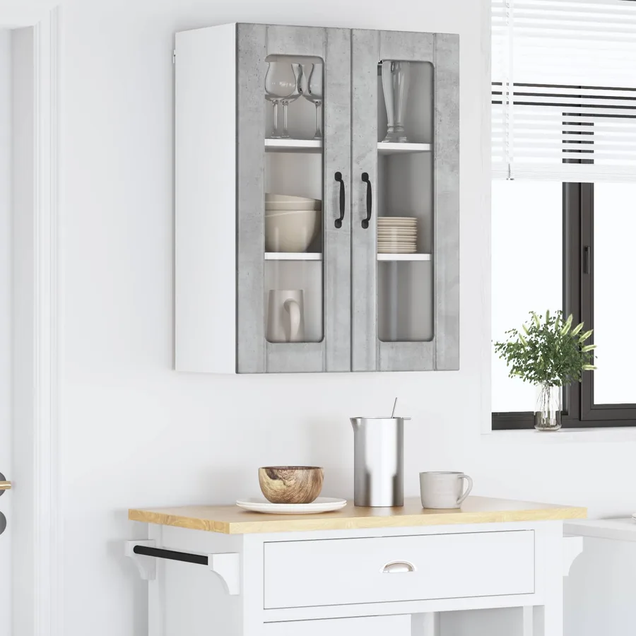 Cabinet en verre mural LUCCA Gris béton 60 x 31 x 80 cm - 4