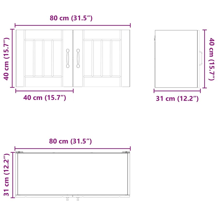 Meuble mural LUCCA Bois ancien 80 x 31 x 40 cm - 11