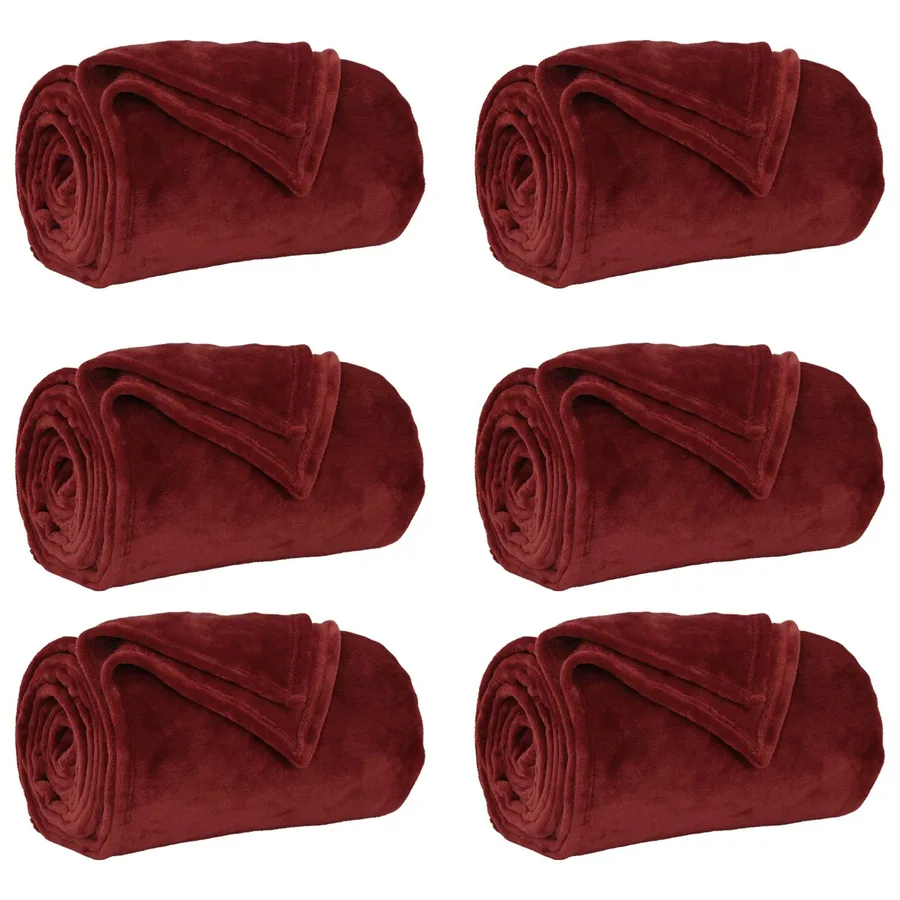 Couvertures à jeter 6 pcs Rouge Bordeaux 240 x 270 cm Toison - 2