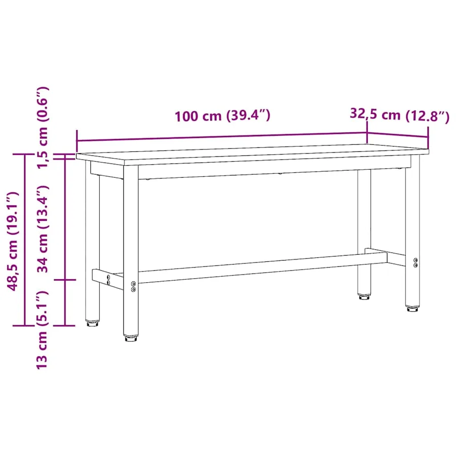 Banc de salle à manger 100 x 32,5 x 48,5 cm - 10