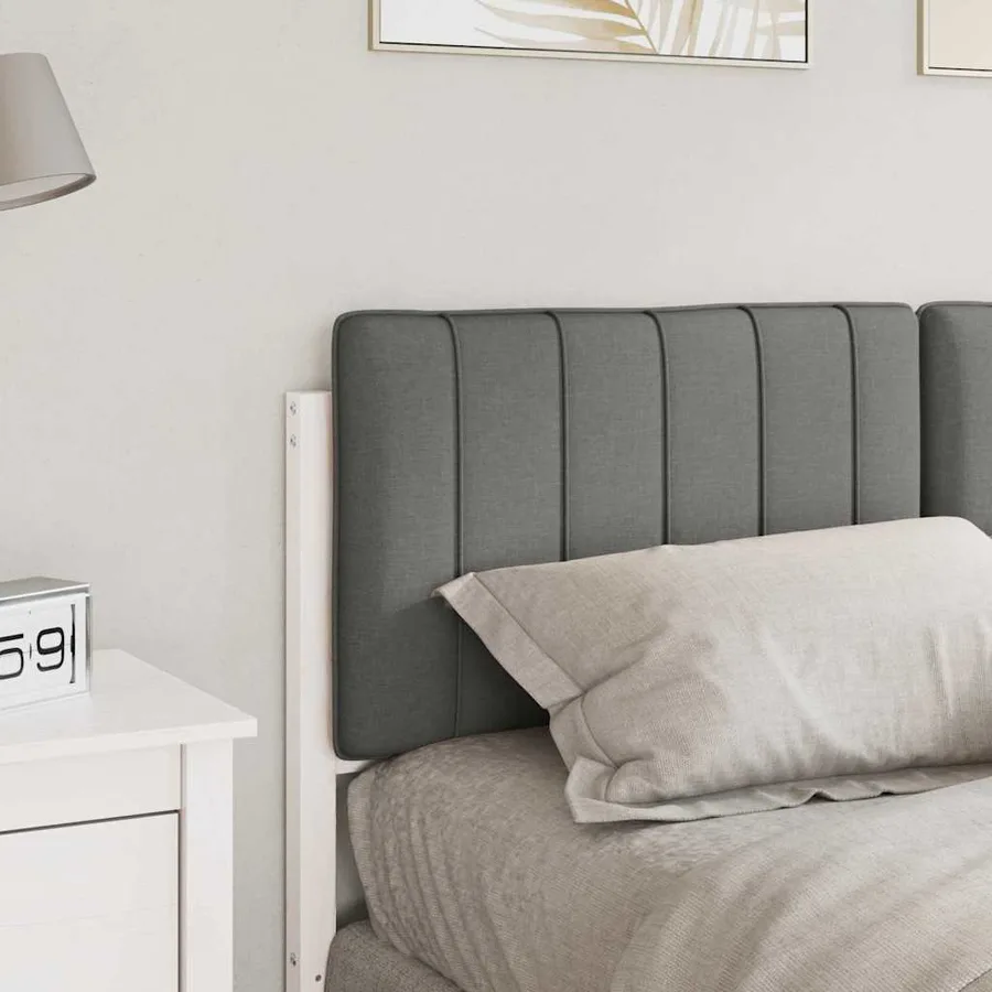 Tête de lit capitonnée Blanc et gris clair 135 cm Pin massif - 3