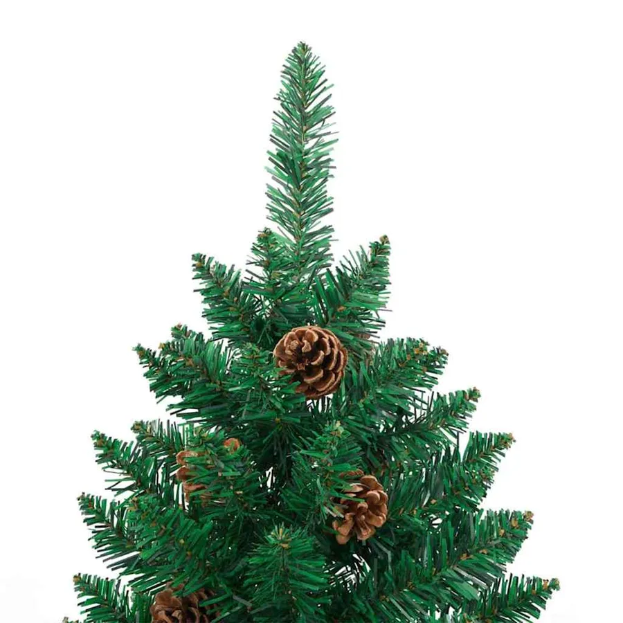 Sapin de Noël mince Vert 210 cm PVC et bois de pin massif - 11