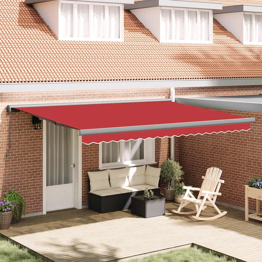 Auvent Rétractable Rouge 4 × 3 m Toile et Aluminium