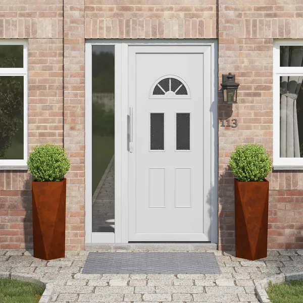 Jardinière 2 pc Rouillé 30 x 30 x 75 cm Acier patiné