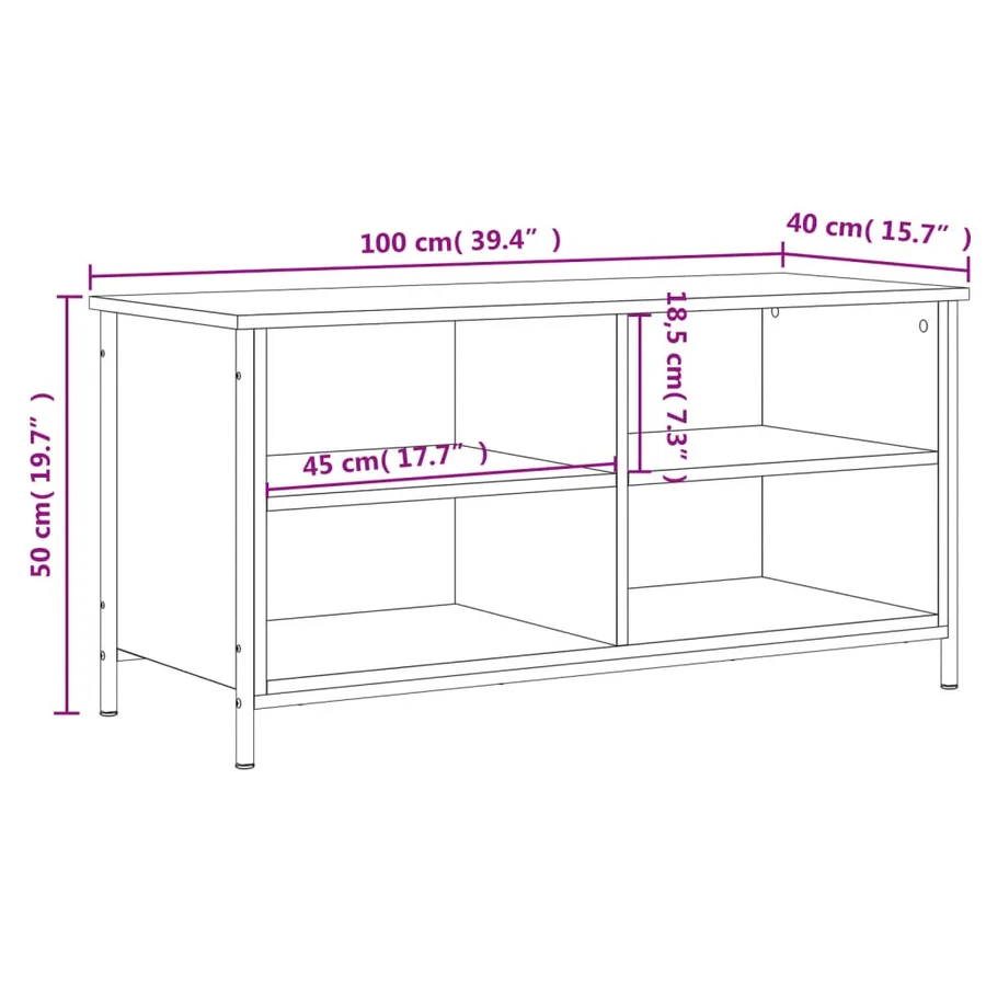 Meuble TV Chêne fumé 100x40x50 cm Bois d'ingénierie - 9