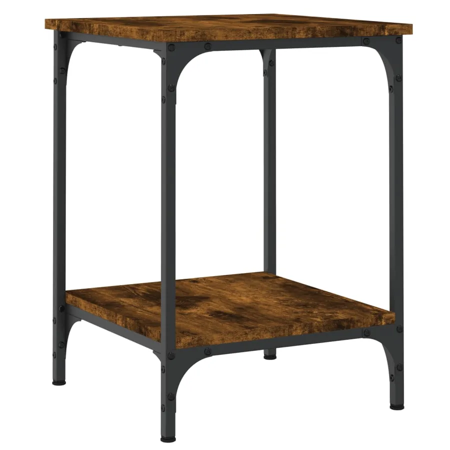 Table basse chêne fumé 40x40x55 cm bois d'ingénierie - 2