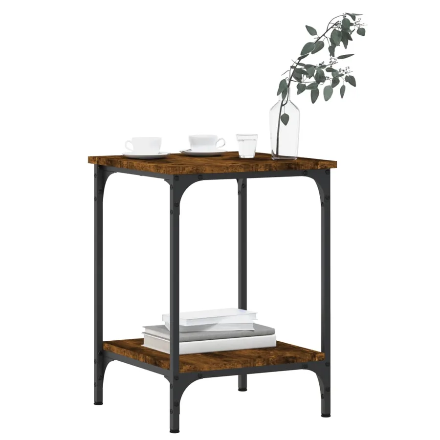 Table basse chêne fumé 40x40x55 cm bois d'ingénierie - 3